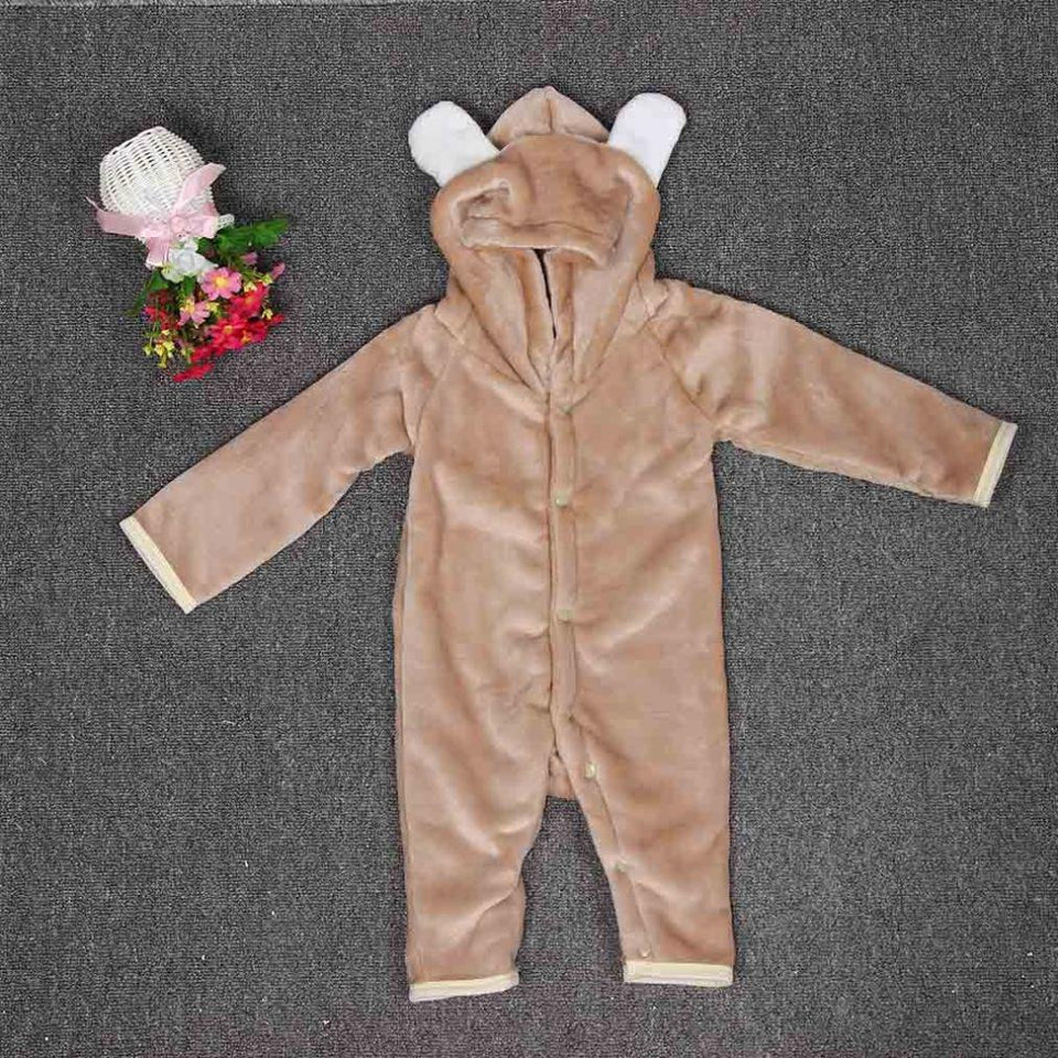 Autumn Winter Flannel Baby Boy Clothes Cartoon Animal Jumpsuit