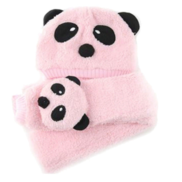 Autumn Winter Panda Warm Hat &Scarf Set