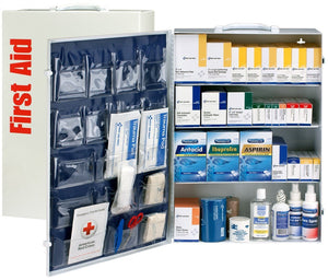 150 Person 4 Shelf First Aid Metal Cabinet, ANSI B+, Type I & II With Medication